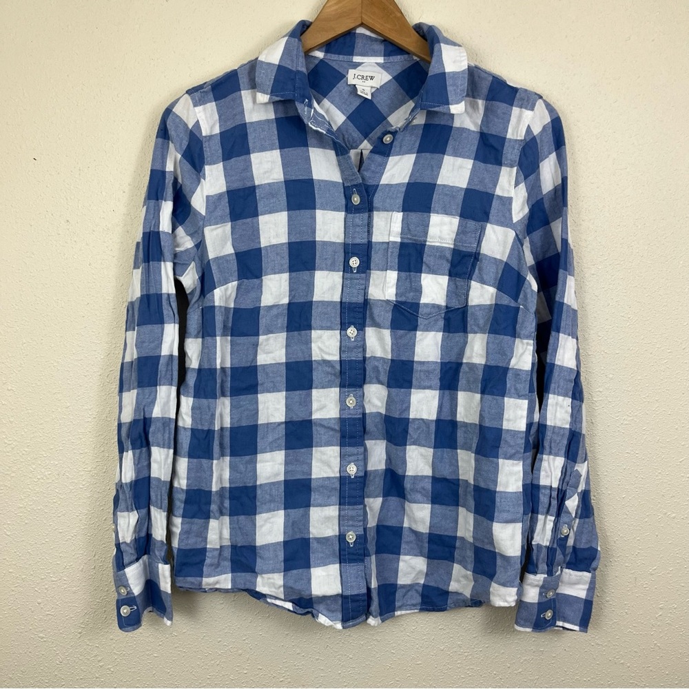 J CREW Cotton Plaid Flannel Button Down Shirt Womens Small